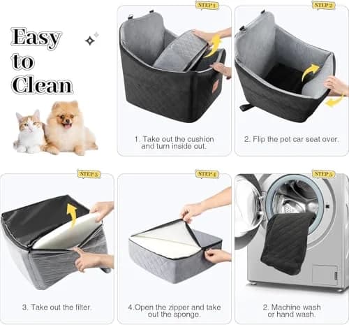 INDYBUD Dog Car Seat for Small Medium Dogs | Detachable Washable Travel Bed with Storage Pockets thumbnail 5
