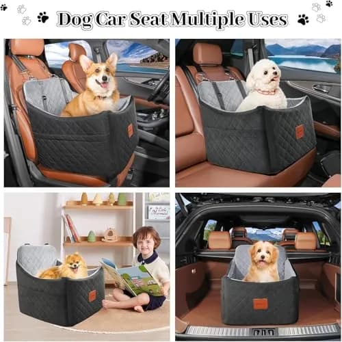INDYBUD Dog Car Seat for Small Medium Dogs | Detachable Washable Travel Bed with Storage Pockets thumbnail 7