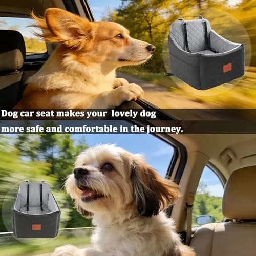 INDYBUD Dog Car Seat for Small Medium Dogs | Detachable Washable Travel Bed with Storage Pockets thumbnail 8