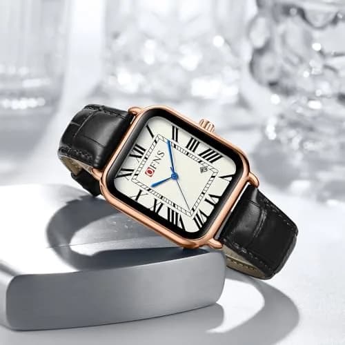MASTOP Men's Leather Strap Watch Square Quartz Analog 38mm | Vintage Business Casual (70-120 chars) thumbnail 6