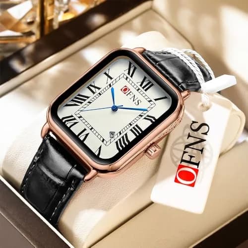 MASTOP Men's Leather Strap Watch Square Quartz Analog 38mm | Vintage Business Casual (70-120 chars) thumbnail 2