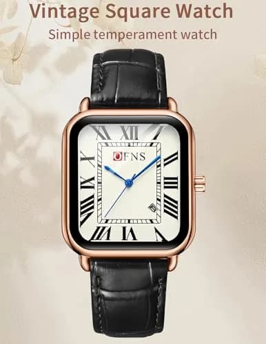 MASTOP Men's Leather Strap Watch Square Quartz Analog 38mm | Vintage Business Casual (70-120 chars) thumbnail 3