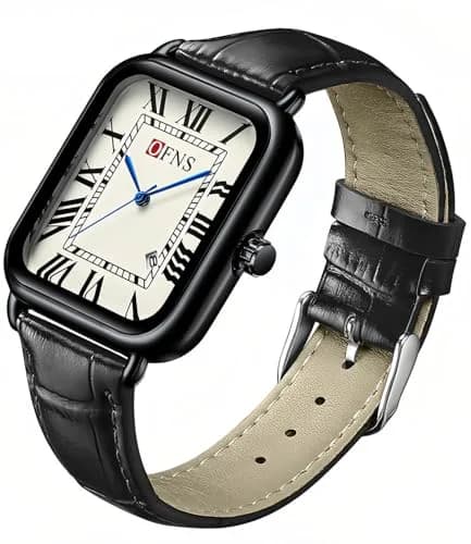 MASTOP Men's and Women's Watch Retro Square Quartz Analog Rubber Watch 38mm | Vintage Business Casual thumbnail 1