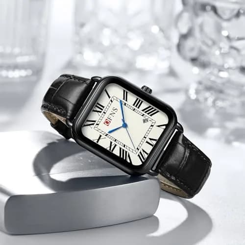 MASTOP Men's and Women's Watch Retro Square Quartz Analog Rubber Watch 38mm | Vintage Business Casual thumbnail 4