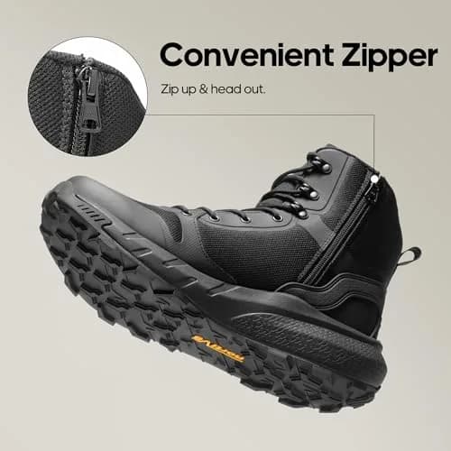NORTIV 8 Men's Military Tactical Boot with Side Zipper, Lightweight, Black-Oxford, US 9 (25.4 cm) thumbnail 5