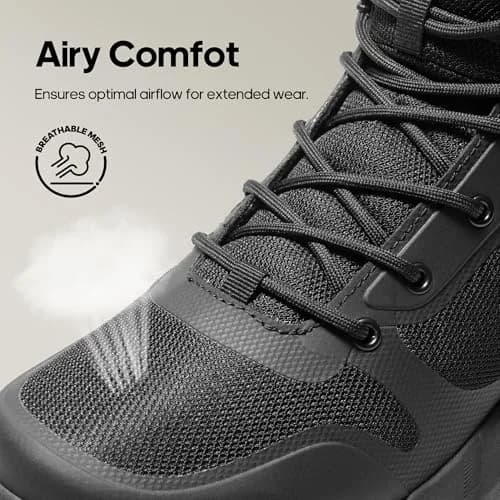 NORTIV 8 Men's Military Tactical Boot with Side Zipper, Lightweight, Black-Oxford, US 9 (25.4 cm) thumbnail 6