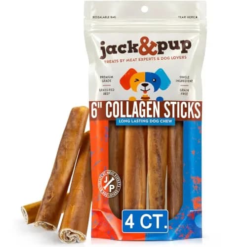 Jack&Pup Collagen Sticks for Dogs 4 Pack | Rawhide-Free, Long Lasting 6 inch Chews thumbnail 1