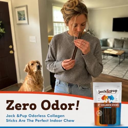 Jack&Pup Collagen Sticks for Dogs 4 Pack | Rawhide-Free, Long Lasting 6 inch Chews thumbnail 3