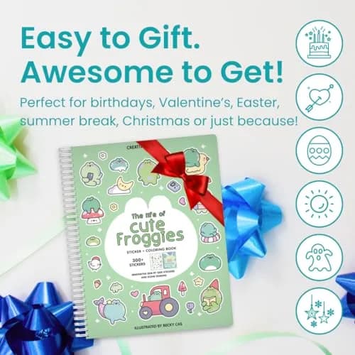 CUPKIN Cute Frogs 300+ Sticker Book | 25cm x 19cm (9.75" x 7.5") thumbnail 8