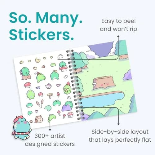 CUPKIN Cute Frogs 300+ Sticker Book | 25cm x 19cm (9.75" x 7.5") thumbnail 3