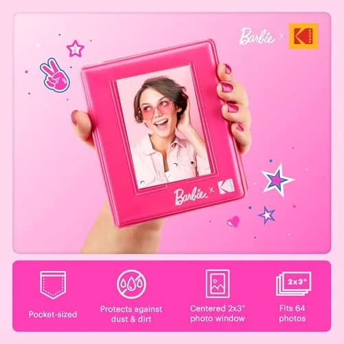 Kodak Barbie Printomatic Instant Camera Deluxe Bundle with Case, Album & Zink Paper | 5MP, Auto-Focus, Built-in Flash, 2x3" Sticky Prints thumbnail 7