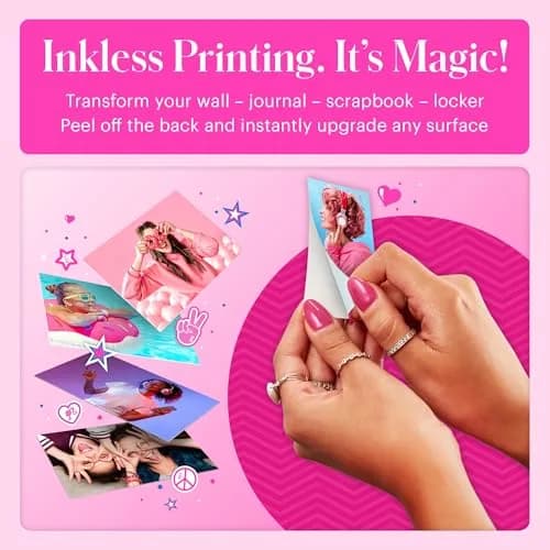 Kodak Barbie Printomatic Instant Camera Deluxe Bundle with Case, Album & Zink Paper | 5MP, Auto-Focus, Built-in Flash, 2x3" Sticky Prints thumbnail 3
