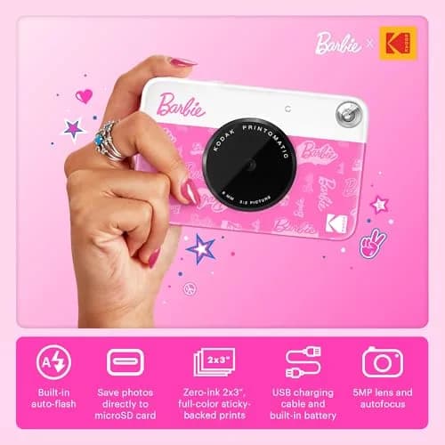 Kodak Barbie Printomatic Instant Camera Starter Bundle with Case & Zink Paper | 5MP Digital Camera thumbnail 3
