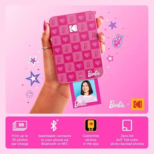 Kodak x Barbie Step Slim Wireless Instant Photo Printer Bundle with Case & Paper | 5MP Camera, Bluetooth, 2x3" Sticky Prints thumbnail 2