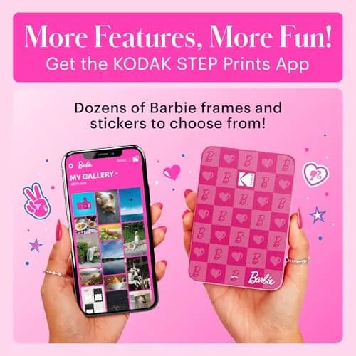 Kodak x Barbie Step Slim Wireless Instant Photo Printer Bundle with Case & Paper | 5MP Camera, Bluetooth, 2x3" Sticky Prints thumbnail 3
