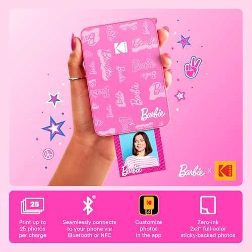 Kodak x Barbie Step Slim Wireless Instant Photo Printer Bundle | 2x3" Prints, Bluetooth, 5MP Camera, 25 Prints/Charge thumbnail 2