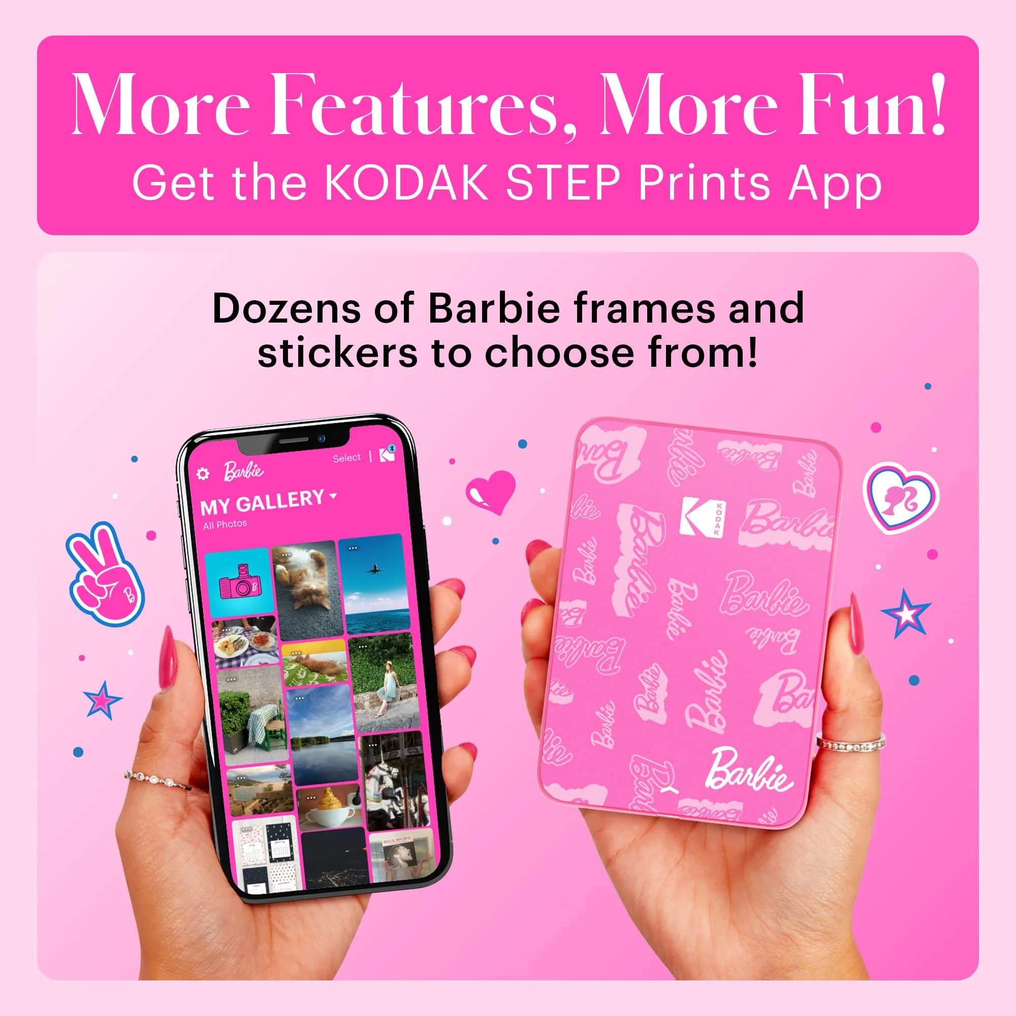Kodak x Barbie Step Slim Wireless Instant Photo Printer Bundle | 2x3" Prints, Bluetooth, 5MP Camera, 25 Prints/Charge - view 3