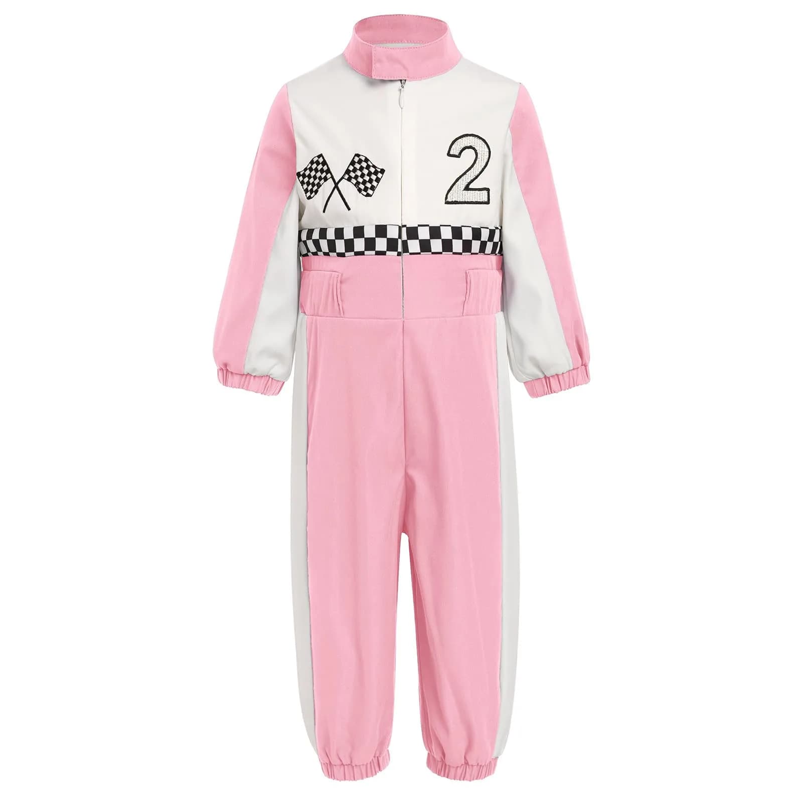 IDOPIP Baby Boys' Race Car Driver 1st 2nd Birthday Outfit Pink 2 Romper 18-24 Months | Unisex Toddler Racer Jumpsuit for Cake Smash Photoshoot - main product image