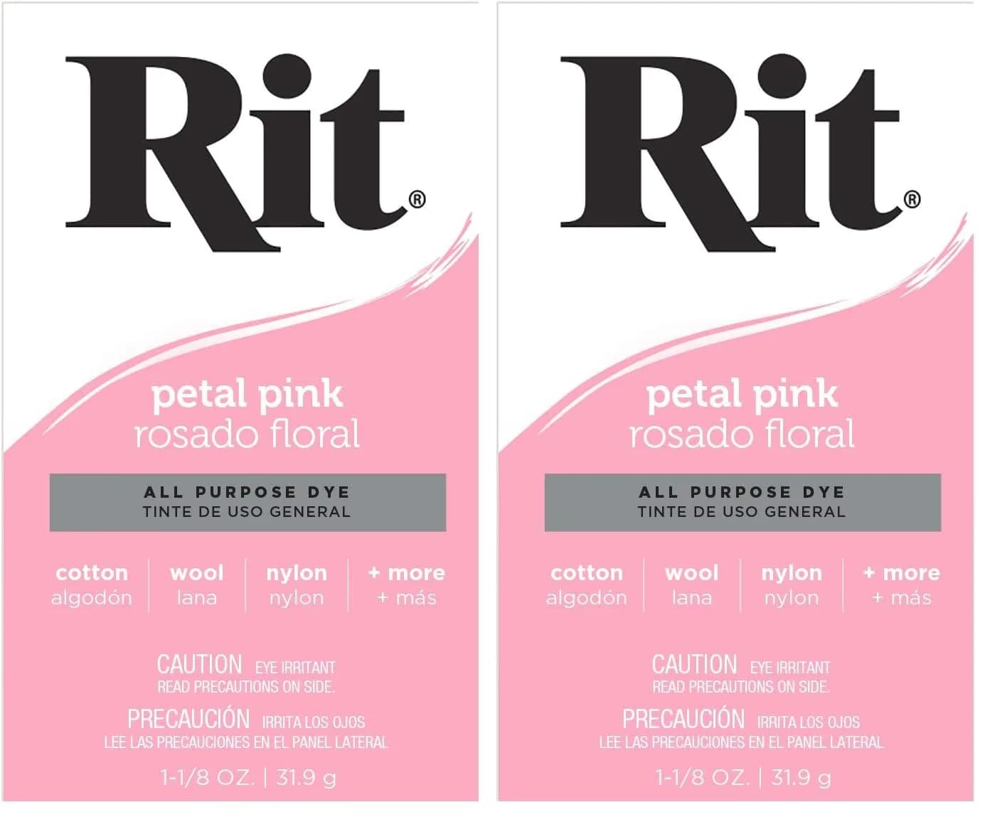 Rit Powder Fabric Dye Petal Pink 1.125 oz (32g) - Pack of 2 | All-Purpose Dye for Cotton, Linen, Silk, Wool, Nylon - main product image
