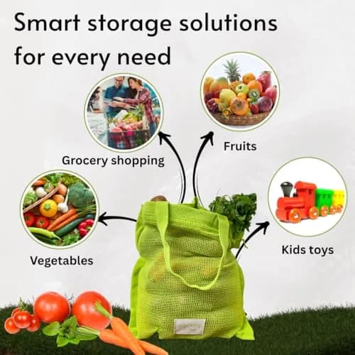 NECAVU 100% Cotton Mesh Shopping Bag 2 Pack 42cm (16.5in) | Eco-Friendly Reusable Market Tote for Vegetables & Groceries thumbnail 6