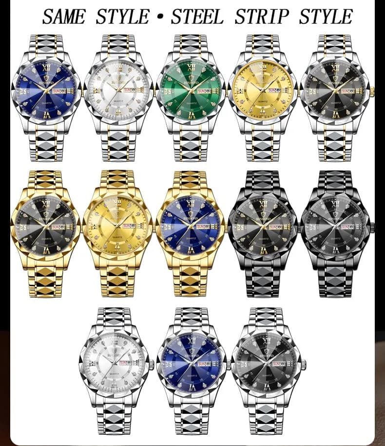 Gosasa Men's and Women's Business Diamond Watch 43mm | Waterproof Quartz with Day-Date thumbnail 7
