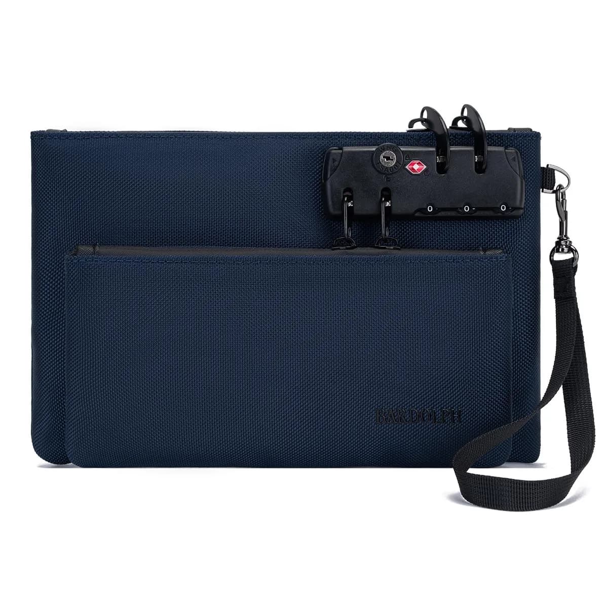 BARDOLPH Lockable Money Bag with Zipper and 3-Digit Code Lock, Double Layer Nylon Bank Bag for Cash, Valuables & Documents (Blue, Small)