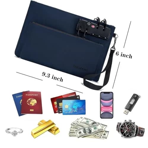 BARDOLPH Lockable Money Bag with Zipper and 3-Digit Code Lock, Double Layer Nylon Bank Bag for Cash, Valuables & Documents (Blue, Small) thumbnail 4