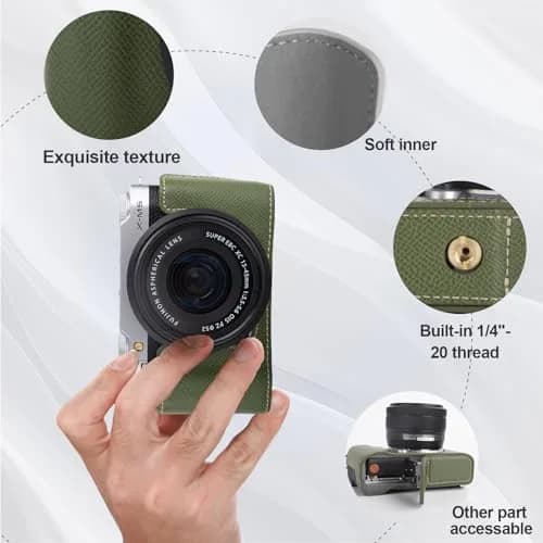 VOVMOEYA Camera Half Case for Fuji XM5 | Premium Leather Cover with Shoulder Strap (70-120 chars) thumbnail 3
