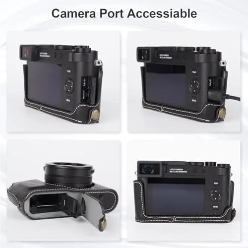 VOVMOEYA Black Camera Half Case Kit with Lens Cap & Shoulder Strap for Leica D-LUX8 | Protective PU Leather thumbnail 4