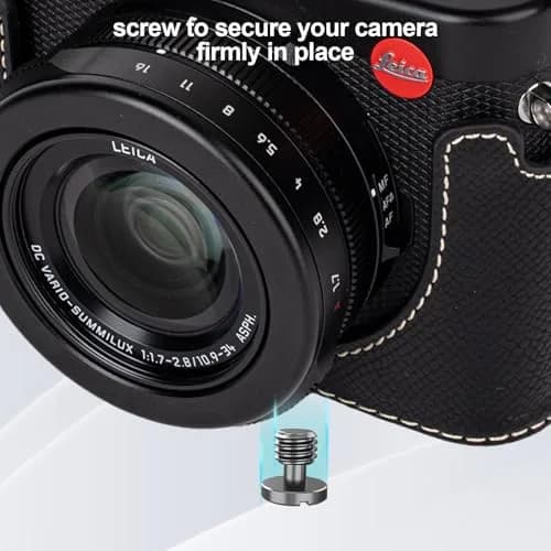 VOVMOEYA Black Camera Half Case Kit with Lens Cap & Shoulder Strap for Leica D-LUX8 | Protective PU Leather thumbnail 5