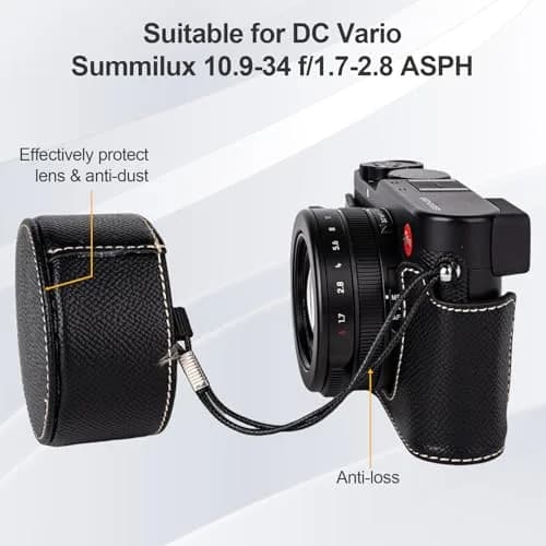 VOVMOEYA Black Camera Half Case Kit with Lens Cap & Shoulder Strap for Leica D-LUX8 | Protective PU Leather thumbnail 6