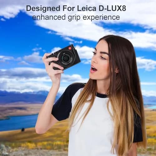 VOVMOEYA Black Camera Half Case Kit with Lens Cap & Shoulder Strap for Leica D-LUX8 | Protective PU Leather thumbnail 2