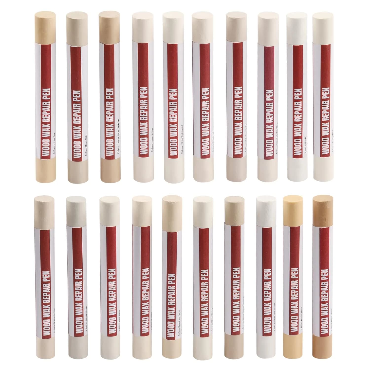 Uxney Wood Filler Sticks, 20 Colors Wood Repair Wax Crayons for Furniture, Floors, Cabinets, and More (Light Color Series) — Light Color Series