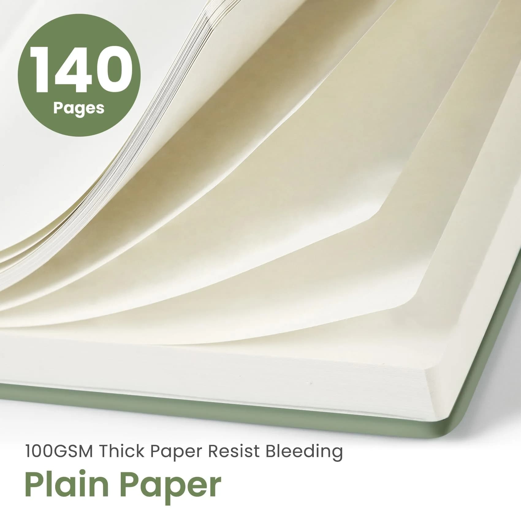Taja Blank Spiral Journal Notebook A5 (5.7" x 7.9") – Green | Acid-Free Paper for Creative Writing & Sketching - view 2