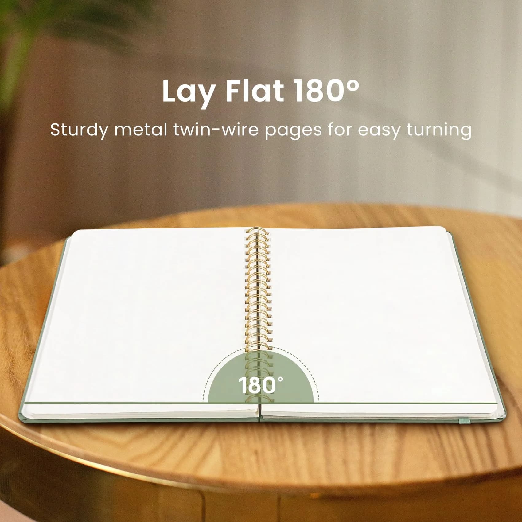 Taja Blank Spiral Journal Notebook A5 (5.7" x 7.9") – Green | Acid-Free Paper for Creative Writing & Sketching - view 4