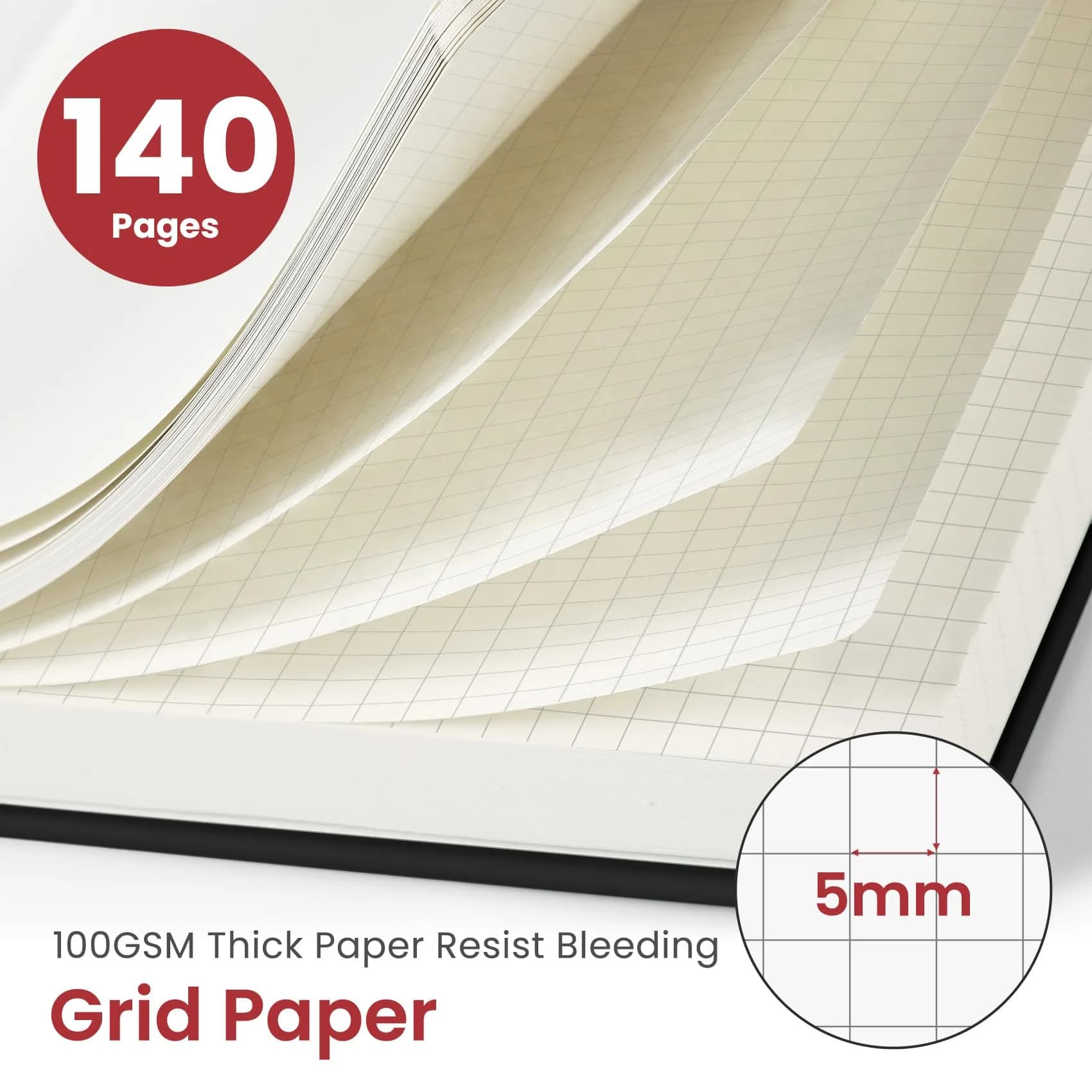 Taja Graph Spiral Journal Notebook A5 (5.7" x 7.9") Black Hardcover | 140 Pages Acid-Free Paper thumbnail 2