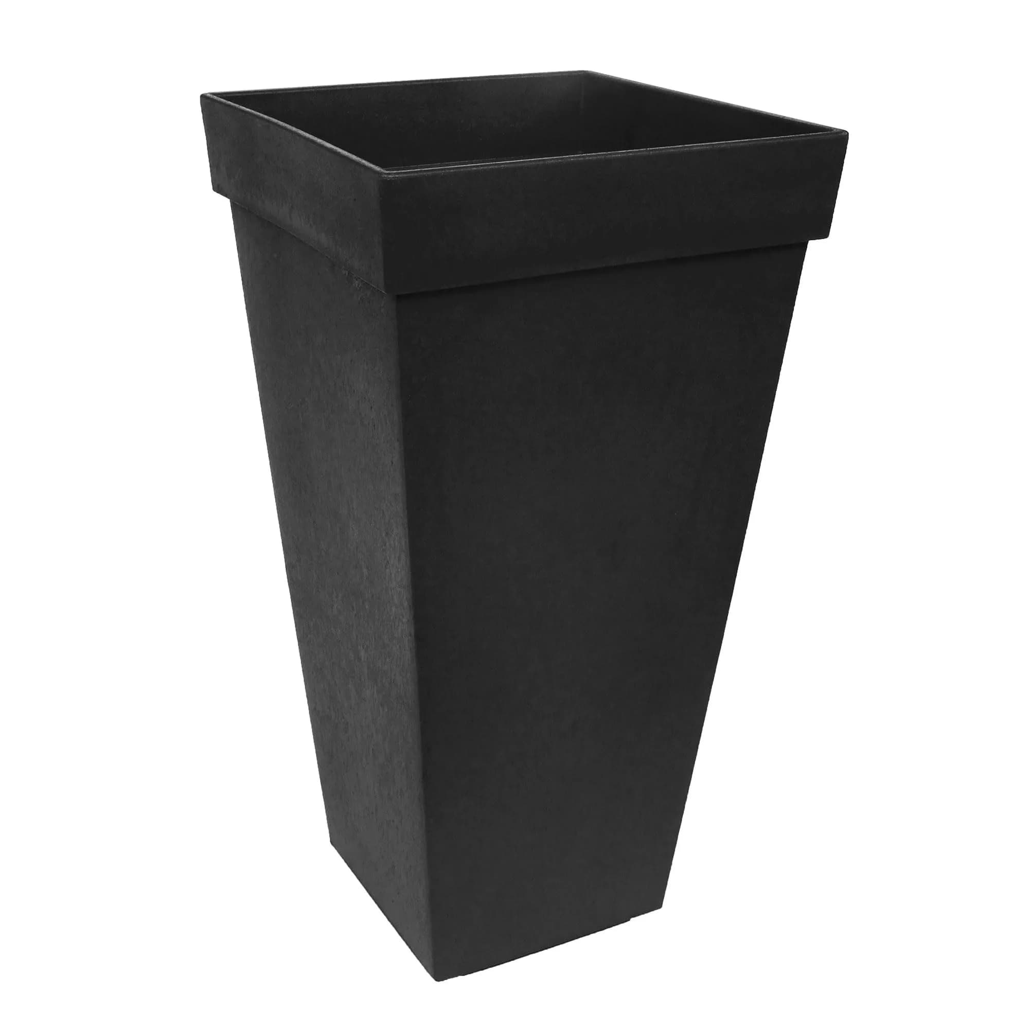 Tierra Verde Self-Watering Square Planter 15" x 28" Black | Modern, Eco-Friendly Indoor & Outdoor Garden Container — Black