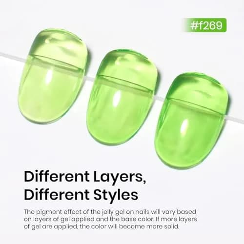Beetles Gel Polish Green Jelly Gel Nail Polish 15ml (0.5 Fl Oz) | Long-Lasting, UV/LED Cure thumbnail 3
