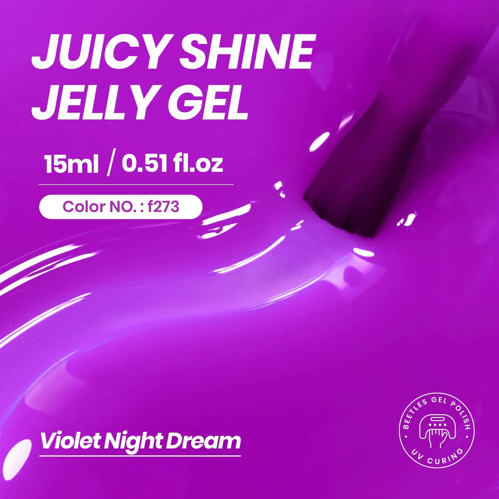 beetles Purple Jelly Gel Nail Polish, Violet Night Dream, 2x15ml (0.5 Fl Oz Each) | Sheer Translucent Effect - view 2