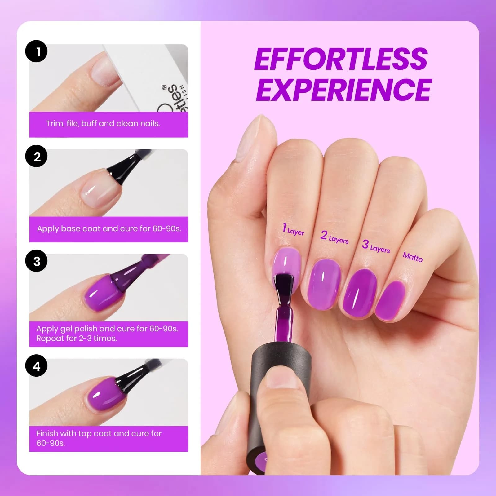 beetles Purple Jelly Gel Nail Polish, Violet Night Dream, 2x15ml (0.5 Fl Oz Each) | Sheer Translucent Effect - view 6