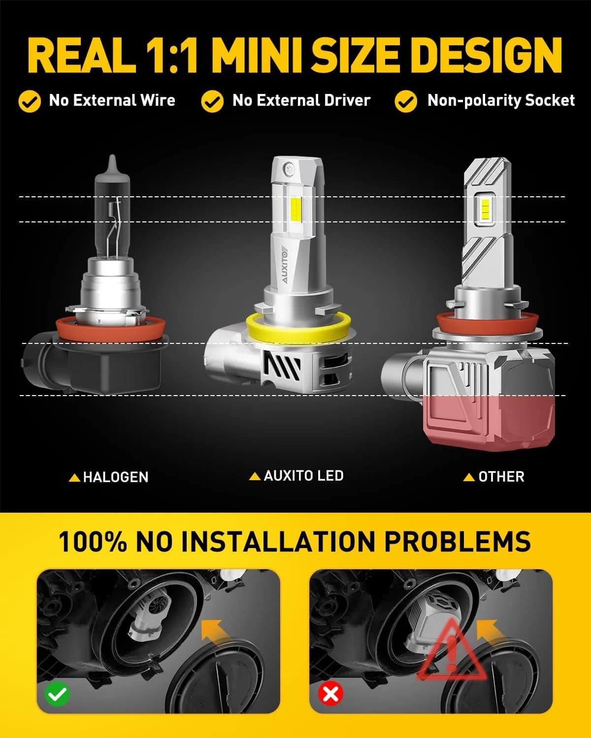 AUXITO H11 9005 LED Fog Light Bulbs 60000LM 6500K Cool White | Pack of 4 - view 4