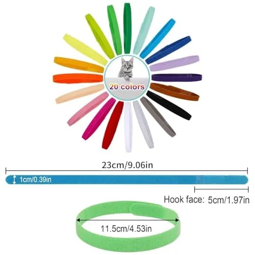 FEBSNOW Puppy Kitten Whelping Collars, 20 Colors, 23cm (9") | Soft Velvet Lined ID Bands for Newborn Pets thumbnail 2