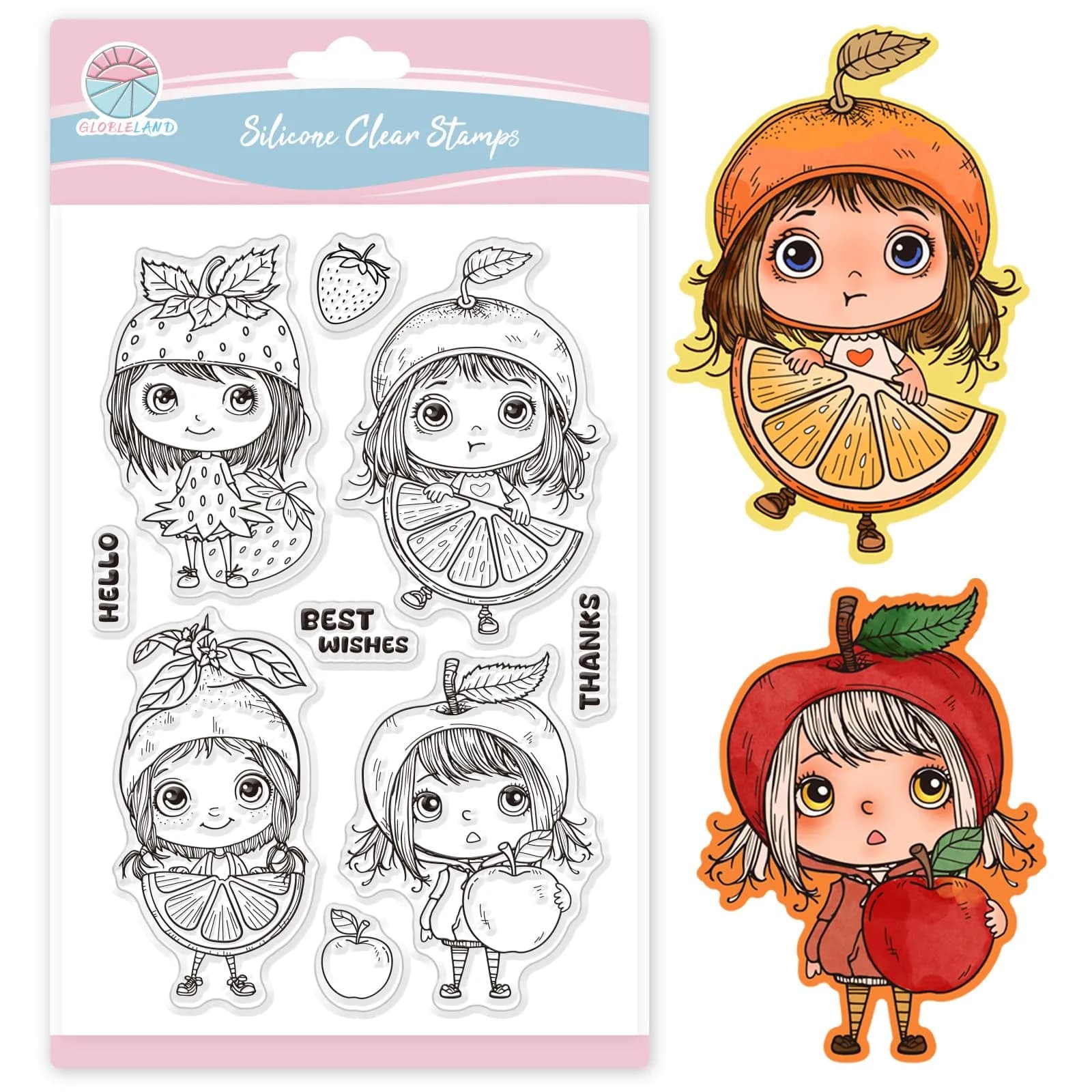 GLOBLELAND Fruit Lady Clear Stamps 6.3x4.3inch | Silicone Stamp for Card Making & Scrapbooking