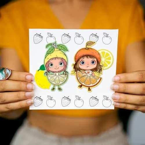 GLOBLELAND Fruit Lady Clear Stamps 6.3x4.3inch | Silicone Stamp for Card Making & Scrapbooking thumbnail 4