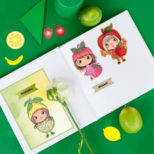 GLOBLELAND Fruit Lady Clear Stamps 6.3x4.3inch | Silicone Stamp for Card Making & Scrapbooking thumbnail 5