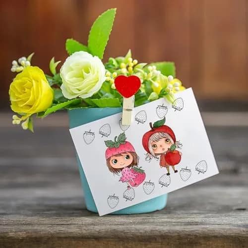 GLOBLELAND Fruit Lady Clear Stamps 6.3x4.3inch | Silicone Stamp for Card Making & Scrapbooking thumbnail 3