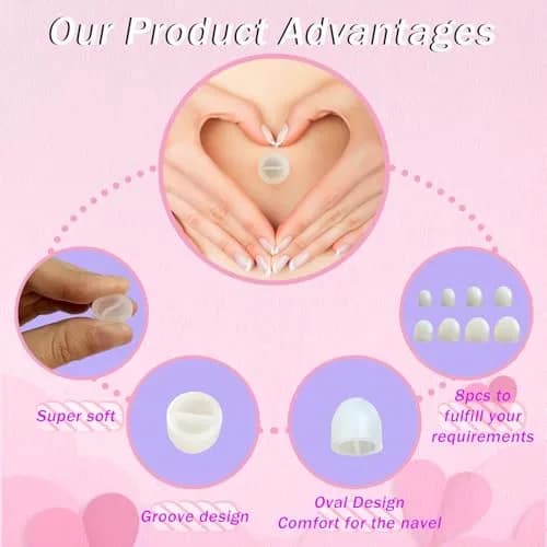 Josuyofo Belly Button Plug Post Tummy Tuck & Liposuction Recovery Shaper, Soft Silicone Navel Retainer (Transparent, 8-Pack) thumbnail 3