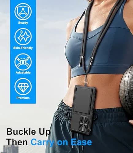 BXYJY Samsung Galaxy S25 Ultra Case with Strap & Card Holder, Black | Military Drop Protection thumbnail 5