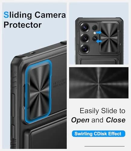 BXYJY Samsung Galaxy S25 Ultra Case with Strap & Card Holder, Black | Military Drop Protection thumbnail 7