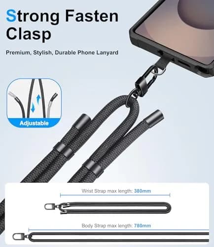 BXYJY Samsung Galaxy S25 Ultra Case with Strap & Card Holder, Black | Military Drop Protection thumbnail 3